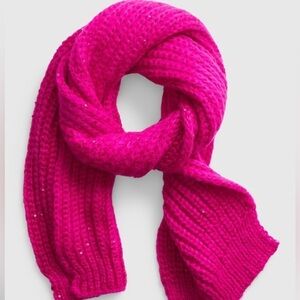 NWT Gap Scarf Shine Fushia Pink Soft Rib Knit Sequin OS